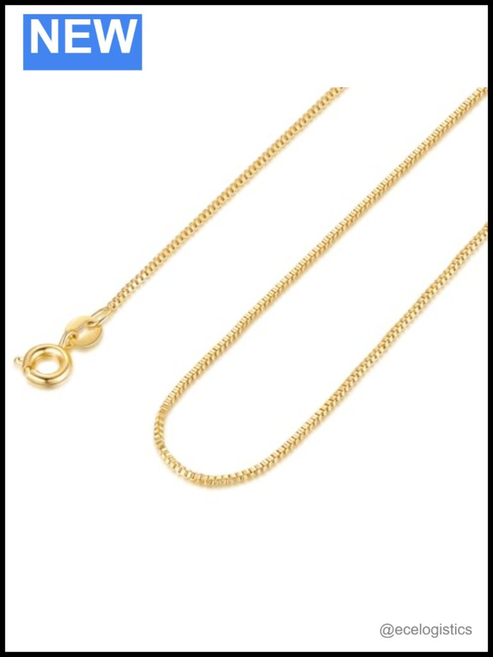 14k Gold Plated Box Chain Necklace Dainty Minimalist Layering 1mm